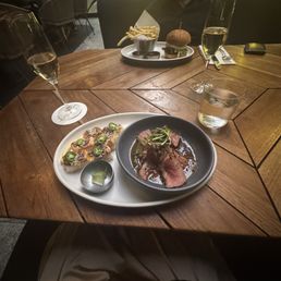 Steak + Seared Salmon Sushi Steak + Seared Salmon Sushi