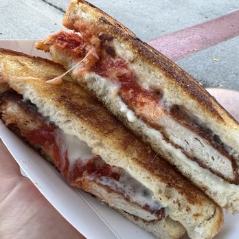Born In Brooklyn - Dirty bird- Crunchy, gooey, hot. Perfect! Pairs well with the pesto tots! - Food Trucks Near Me - San Diego, California Born In Brooklyn - Dirty bird- Crunchy, gooey, hot. Perfect! Pairs well with the pesto tots! - Food Trucks Near Me - San Diego, California