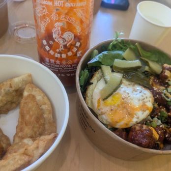 BBQ+RICE - Silverlake - Spicy chicken bowl with chicken dumplings the - Korean Near Me - Los Angeles, California