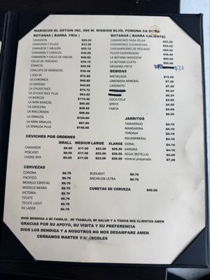 Menu photo 2 Mariscos El Ostion Pomona, CA