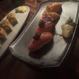 Nigiri sushi of bluefin tuna and Salmon Belly