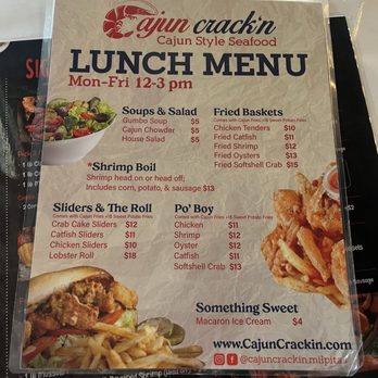 Cajun Crack'n - lunch menu - Seafood Near Me - Milpitas, California