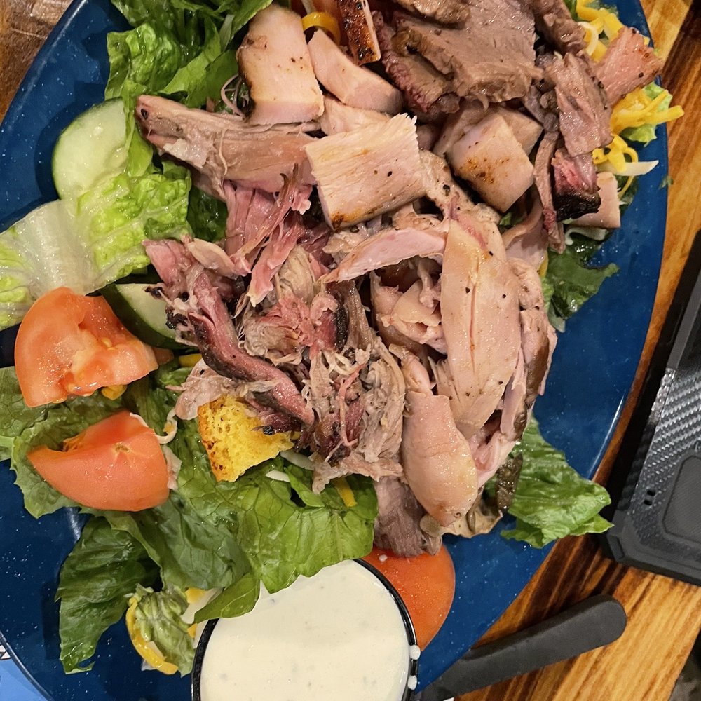 MOJO Kitchen, BBQ Pit Blues Bar - Full sized mojo Q salad more than enough food for one grown man :-) or three regular people - Barbeque Near Me - Jacksonville Beach, Florida MOJO Kitchen, BBQ Pit Blues Bar - Full sized mojo Q salad more than enough food for one grown man :-) or three regular people - Barbeque Near Me - Jacksonville Beach, Florida