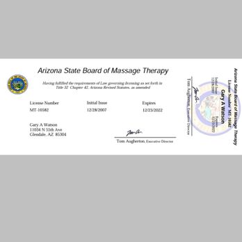 Gary Watson Mobile Massage - Massage Therapist License Verification good until 2022 - Massage Near Me