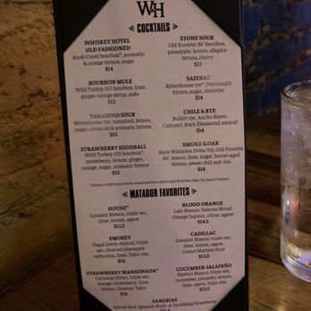 Matador - Drink menu - Cocktail Bars Near Me - Greenville, South Carolina