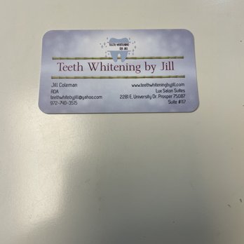 Teeth Whitening by Jill - Business card - Teeth Whitening Near Me - Prosper, Texas
