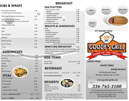 Menu photo 1 Goody's Grill Winston-Salem, NC Menu photo 1 Goody's Grill Winston-Salem, NC