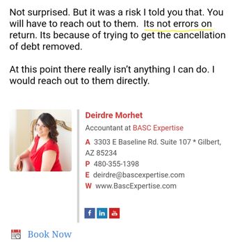 BASC Expertise - Deirdre's email response stating there were no errors. She replied rather quickly so I'm unsure if she even reviewed the letter. - Tax Services Near Me - Gilbert, Arizona