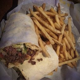 Pepper Jack Steak Wrap: Large flour tortilla loaded with prime rib, pepper jack cheese, fresh lettuce, pico de gallo and southwestern ranch. Pepper Jack Steak Wrap: Large flour tortilla loaded with prime rib, pepper jack cheese, fresh lettuce, pico de gallo and southwestern ranch.