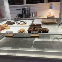 a variety of pastries on display