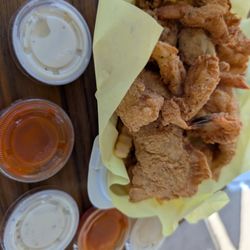 Charlie's Fish & Chips - Sole, shrimp and muscles with generous sides of sauce!