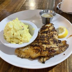 The Locals Seafood & Grill - Blackened White Fish with Garlic Butter Sauce and Potato Salad