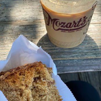 Mozart's Coffee Roasters - Coffee cake and ice latte with whipped cream - Coffee & Tea Near Me - Austin, Texas Mozart's Coffee Roasters - Coffee cake and ice latte with whipped cream - Coffee & Tea Near Me - Austin, Texas