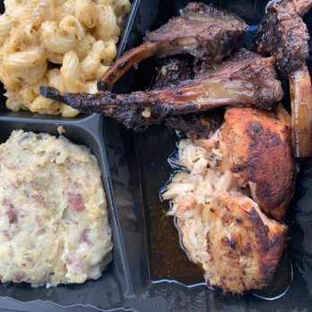 Papi Cuisine - Lamb chop lollipops with Stuffed salmon, Mac and cheese and Asiago mashed potatoes. - Cocktail Bars Near Me - Baltimore, Maryland Papi Cuisine - Lamb chop lollipops with Stuffed salmon, Mac and cheese and Asiago mashed potatoes. - Cocktail Bars Near Me - Baltimore, Maryland