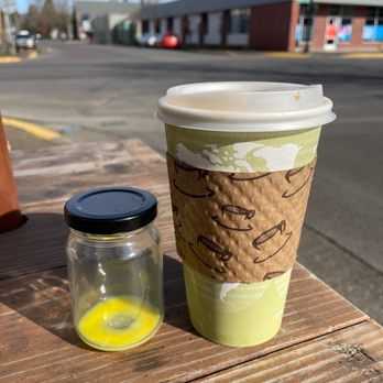 LOVELY - The immune boost shot and an oat milk latte with their house made vanilla syrup. - Coffee & Tea Near Me - Springfield, Oregon LOVELY - The immune boost shot and an oat milk latte with their house made vanilla syrup. - Coffee & Tea Near Me - Springfield, Oregon