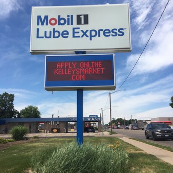Mobil - This is the mobile lube express sign in front. - Gas Stations Near Me - Rock Falls, Illinois