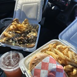 A&D Buffalo's - Cheeseburger with fries and cheese steak