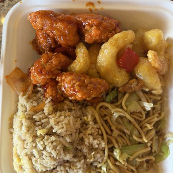 Panda Express - 1/2 rice 1/2 noodles, honey walnut shrimp and dynamite sweet & sour chicken. - Chinese Near Me - San Diego, California