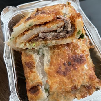 Blue Wave - Scallion Pancake with Sliced Beef - Shanghainese Near Me - Williston Park, New York Blue Wave - Scallion Pancake with Sliced Beef - Shanghainese Near Me - Williston Park, New York