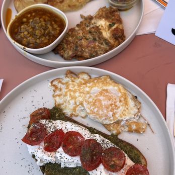 Chashni Cafe - Burrata toast with egg and Indian omelet. - Cafes Near Me - Chatham, New Jersey