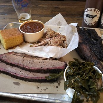 Hometown Bar-B-Que - Pulled pork, brisket, beef ribs, baked beans, collards, corn bread. Ladies and gentlemen, this costs $85. - Barbeque Near Me - Brooklyn, New York