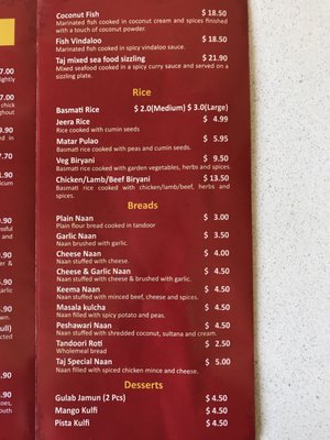 Menu photo 2 Taj Indian Flavours Singleton, NSW Menu photo 2 Taj Indian Flavours Singleton, NSW
