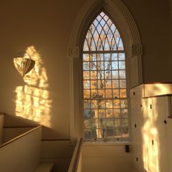 Kirtland Temple Historic Center - Southwest gothic window, Fall.