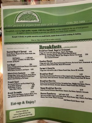 Menu photo 5 The Ridge Cafe North San Juan, CA