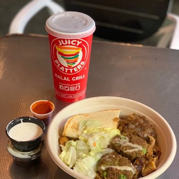 Juicy Platters - Fair Lawn - Mixed Platter (~$9) + Fountain Drink (free with Yelp check-in). - Halal Near Me - Fair Lawn, New Jersey