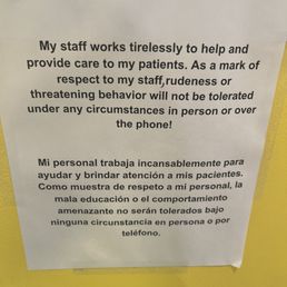 This is why this sign has to be made because of the countless complaints that has been made about this behavior of his unprofessional staff!