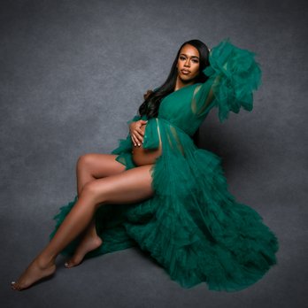 Richard Rosario Photography - Maternity Elegant Woman with a Big Ruffled Green Dress on a Canvas Background - Session Photography Near Me - Bronx, New York Richard Rosario Photography - Maternity Elegant Woman with a Big Ruffled Green Dress on a Canvas Background - Session Photography Near Me - Bronx, New York