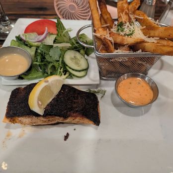 Next Door Beach Bistro - Salmon frites - Seafood Near Me - Flagler Beach, Florida Next Door Beach Bistro - Salmon frites - Seafood Near Me - Flagler Beach, Florida
