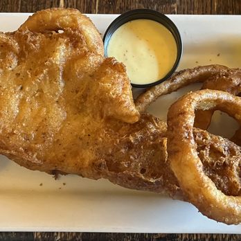 O'Hara's Public House - Beer Battered Haddock with Onion Rings - Irish Pub Near Me - Lexington, South Carolina