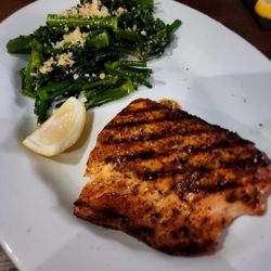 Cork & Pig Tavern - Salmon and garlic broccollini