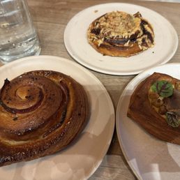 Bacon and maple, mushroom danish, cheese and marmite pastries