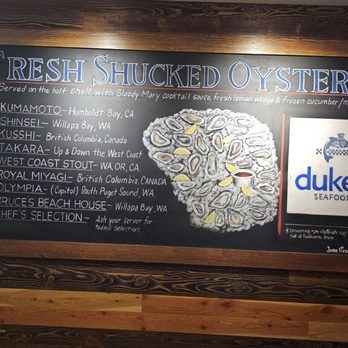 Duke's Seafood - Oyster Menu - Seafood Near Me - Seattle, Washington