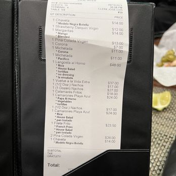 Playa Azul - They don't have prices on the menu which is annoying so posting this bill in case it helps. - Latin American Near Me - San Francisco, California Playa Azul - They don't have prices on the menu which is annoying so posting this bill in case it helps. - Latin American Near Me - San Francisco, California