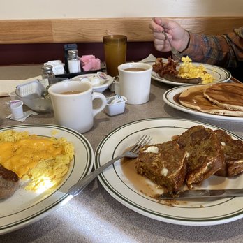 Baugher's Restaurant - Pumpkin Bread French Toast, eggs and sausage, and the Hungry Appleman Breakfast. - American Near Me - Westminster, Maryland
