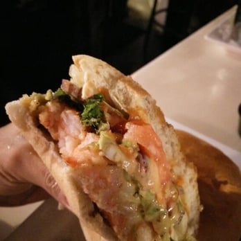 Engine No 9 - Shrimp burger that my gf had. I, a manly man, had a bacon burger, of course. - Burgers Near Me - Saint Petersburg, Florida
