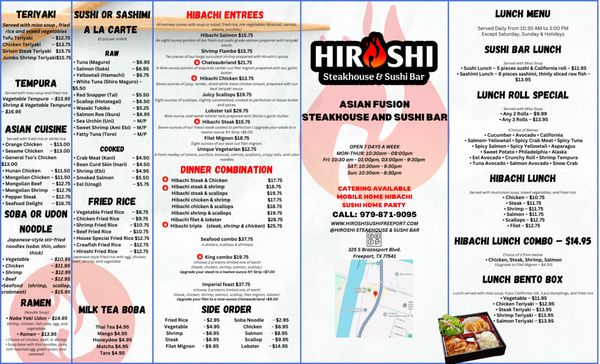 Menu photo 1 Hiroshi Steakhouse and Sushi Bar Freeport, TX