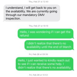 A Precision Driving School - 2of3 - in this screenshot, I learned that the school had no availability. At that point, I wanted to simply just get a refund.