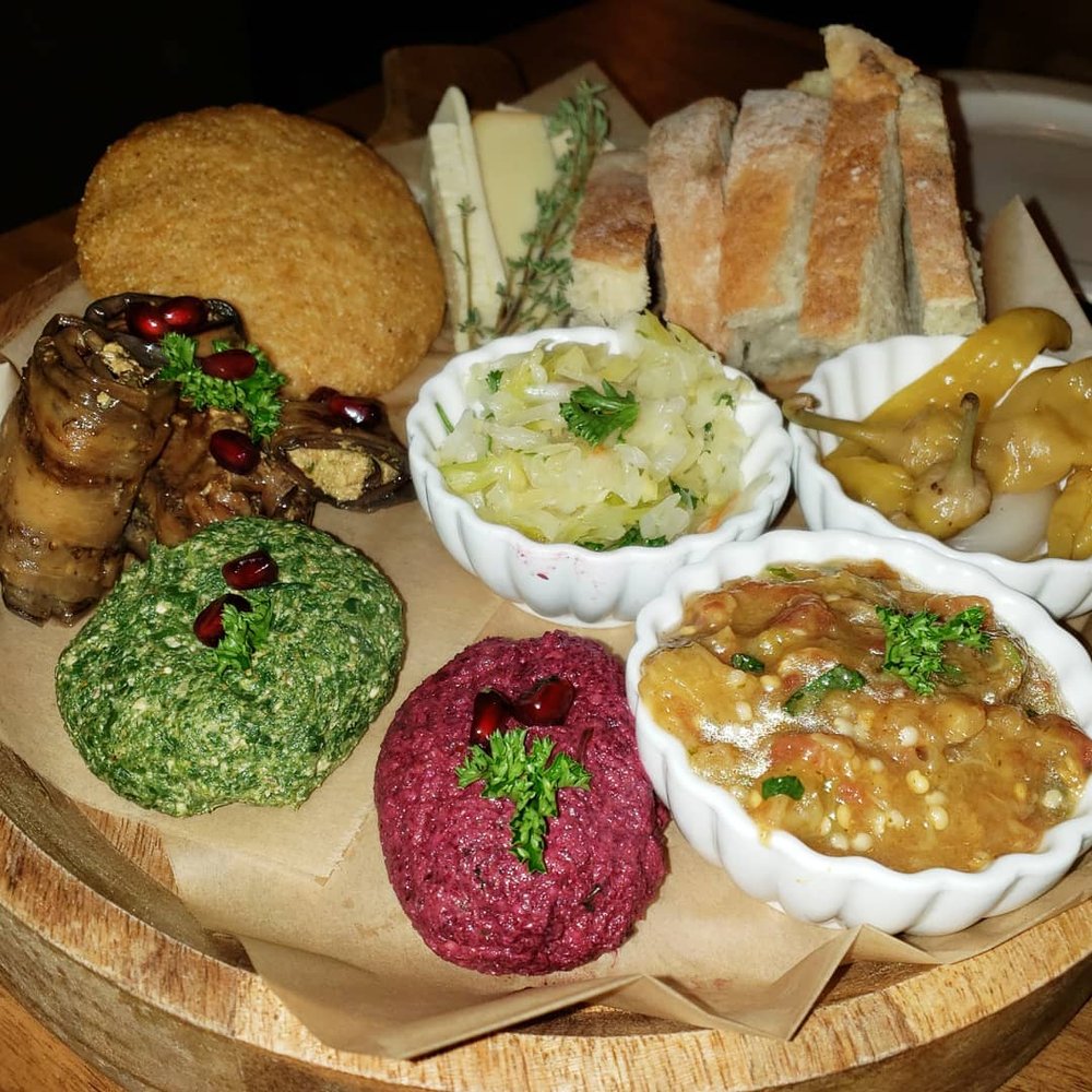 Dediko - Georgian Dip Tour - Beet/Walnut Pikhali, Spinach/Walnut Pikhali, Eggplant/Walnut Pikhali Wrap, Assorted cheeses, breads, Eggplant dip - Georgian Near Me - Vancouver, Washington Dediko - Georgian Dip Tour - Beet/Walnut Pikhali, Spinach/Walnut Pikhali, Eggplant/Walnut Pikhali Wrap, Assorted cheeses, breads, Eggplant dip - Georgian Near Me - Vancouver, Washington