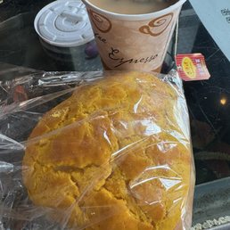 Custard bun and milk tea.