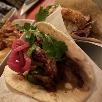 Salty Sow - Pork Carnitas Taco & Catfish Taco - American Near Me - Austin, Texas Salty Sow - Pork Carnitas Taco & Catfish Taco - American Near Me - Austin, Texas