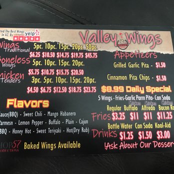Valley Wings - Menu - Chicken Wings Near Me - Scottsdale, Arizona Valley Wings - Menu - Chicken Wings Near Me - Scottsdale, Arizona