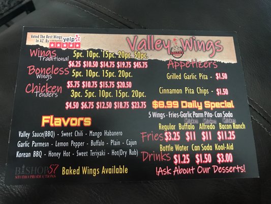 Menu photo 8 Valley Wings Scottsdale, AZ Menu photo 8 Valley Wings Scottsdale, AZ