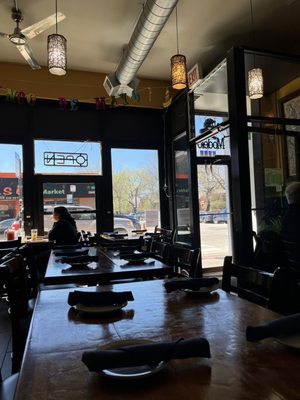 Photo of 5 Rabanitos Restaurante and Taqueria - Chicago, IL, US. Looking out toward 18th St.