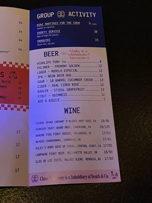 Menu photo 7 Close Company Las Vegas, NV