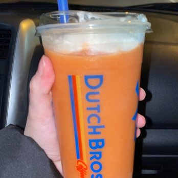 Dutch Bros Coffee - Strawberry Mango Smoothie with Whipped cream - Juice Bars & Smoothies Near Me - San Antonio, Texas