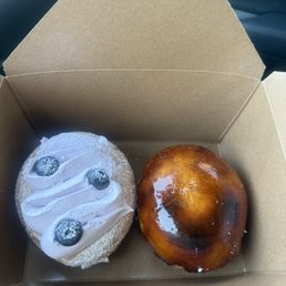 Blueberry cheesecake and Creme Brulee